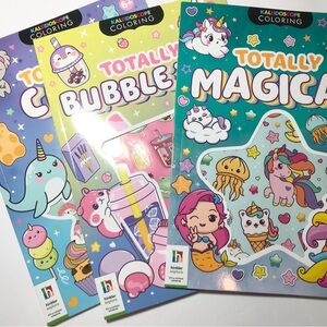 Cute stickers activity Kaleidoscope Coloring 3 Book Set kawaii bubble tea
